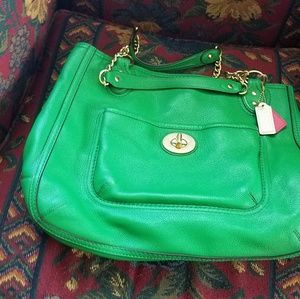 Cute green Leather Coach purse!
